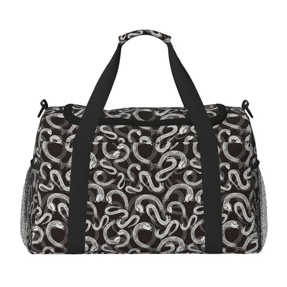 Fuzoiu Hand Drawn Snake Print Travel Duffle Bag,Carry On Tote Bags,Duffel Bag,Sport Gym Bag, Hospital Bag for Labor and Delivery, Overnight Bag,Luggage Bag