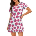 thumbnail image 1 of Fuzoiu Hand Drawn Strawberry Print Women Nightgowns, Soft Comfy Lightweight Short Sleeves Sleepwear,Crew Neck Loungewear, 1 of 6