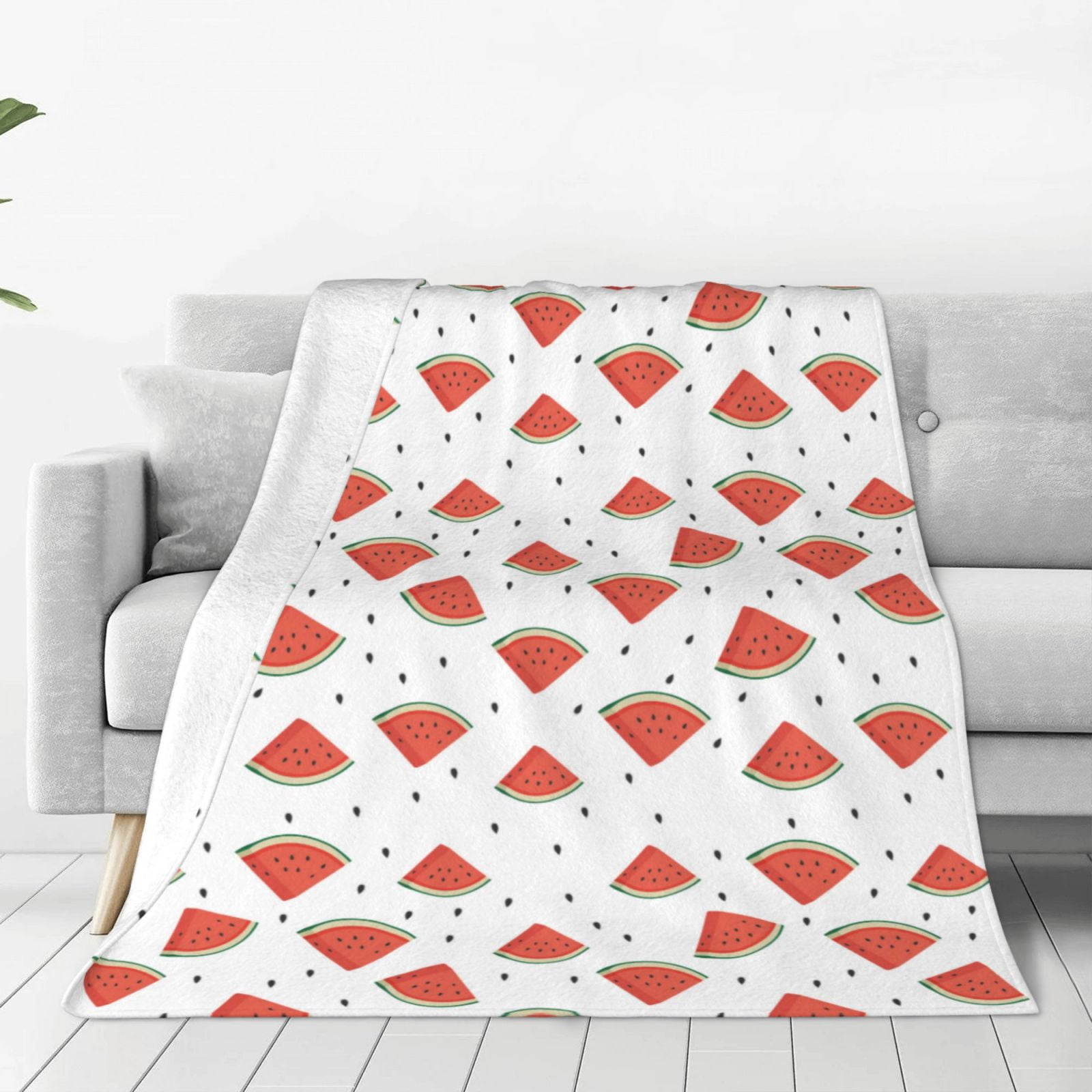 Piece Watermelon Stripe Black Pattern Print Hooded Blanket