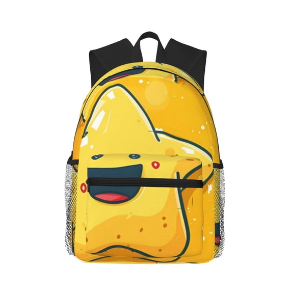 Fuzoiu Happy Cartoon Star Print School Backpack for Teens,Large Bookbag,Lightweight Laptop Bag for Travel, Work, School & Outdoor Adventures