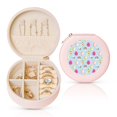 thumbnail image 1 of Fuzoiu Happy Easter Print Portable Jewelry Box,Round Mini Leather Travel Jewelry Case,Small Travel Jewelry Organizer,Jewelry Holder for Ring Necklace Earring for Women Girls-Pink, 1 of 1