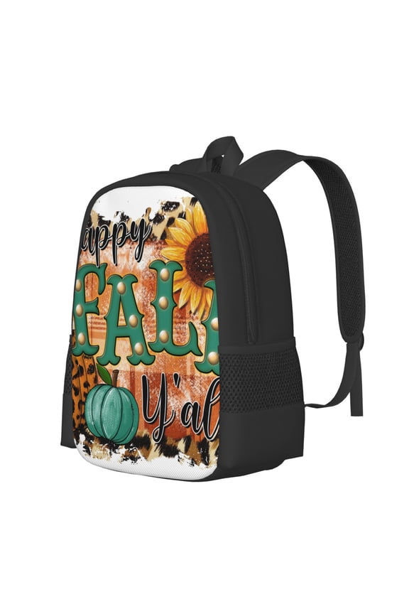 Happy Fall Y'All Print Large Capacity Backpack,Travel Backpack,Laptop Bag,College School Rucksack Bag,for School, Travel & Outdoor Activities