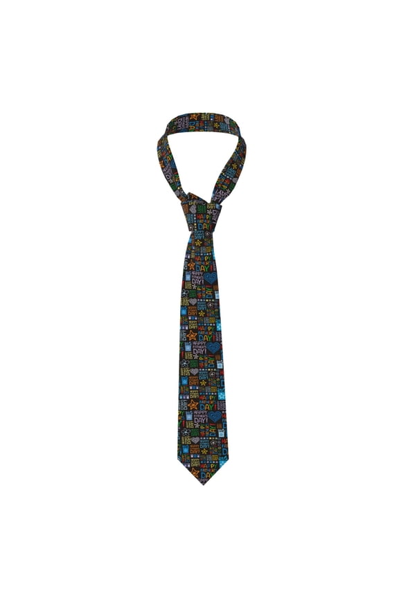 Happy Father Day Print Men's Necktie,Business Necktie,Mens Ties for Business Wedding Graduation