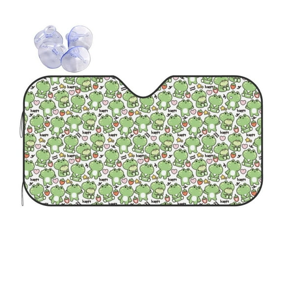 Fuzoiu Happy Frogs Print Car Windshield Sun Shade,Block Uv Rays Sunshade,Foldable Front Window Sun Visor Protector for Car,SUV,Truck-Keep Vehicle Cool-Happy Frogs