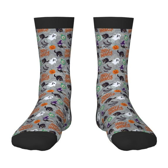 Fuzoiu Happy Halloween Print Kids Socks For Boys Girls,Grip Crew Socks with Non Slip,Lightweight Stretch Crew Socks,Toddlers Crew Boot Socks