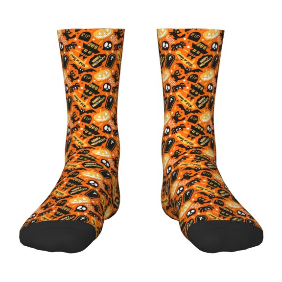 Fuzoiu Happy Halloween1 Print Kids Socks For Boys Girls,Grip Crew Socks with Non Slip,Lightweight Stretch Crew Socks,Toddlers Crew Boot Socks