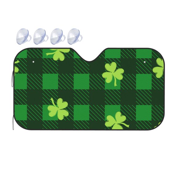 Fuzoiu Happy St. Patrick's Day5 Print Car Windshield Sunshade,Foldable Reflective Sun Visor,Windshield Sun Shade,UV Rays Sun Visor Shade,Auto Front Sun Shield Shade-Small