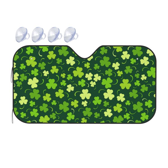Fuzoiu Happy St. Patrick's day Print Car Windshield Sunshade,Foldable Reflective Sun Visor,Windshield Sun Shade,UV Rays Sun Visor Shade,Auto Front Sun Shield Shade-Medium