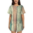 thumbnail image 1 of Fuzoiu Hardwood Print Women's Short-Sleeved Pajama Set,Lounge Sleepwear Set,Womens Pajama Sets 2 Piece,Button-Up Top and Shorts with Pockets-X-Large, 1 of 7