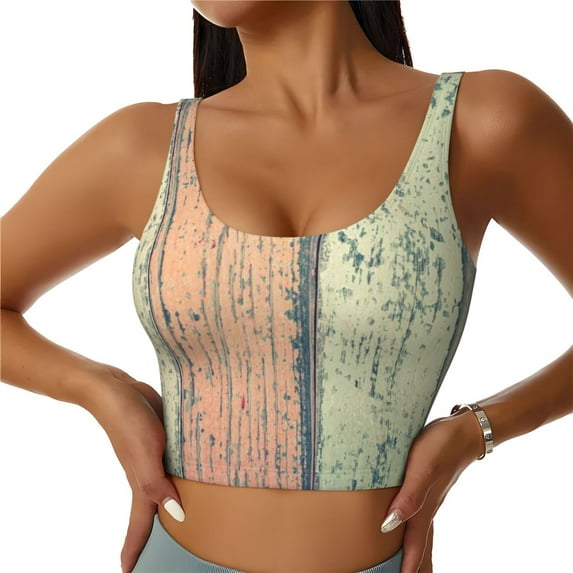 Fuzoiu Hardwood Print Women's Sports Vest,U-Back Sports Tank,Gym Vests,Athletic Sleeveless Shirts,Exercise Undershirts,Yoga, Gym, and Dance Wear-X-Large