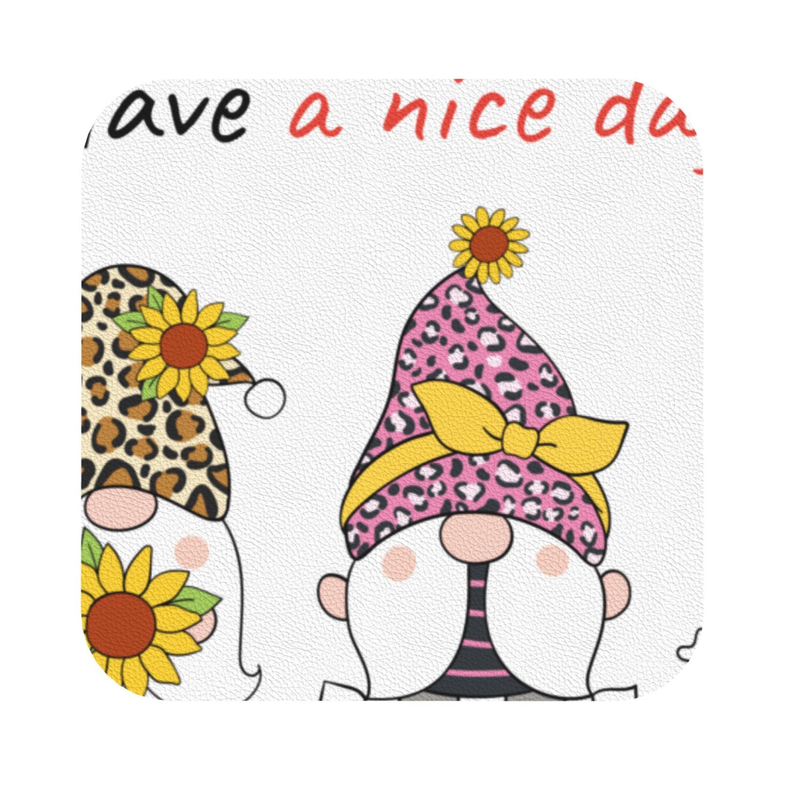Fuzoiu Have a Nice Day Print Leather Coasters Set,Drink Coasters Set of ...