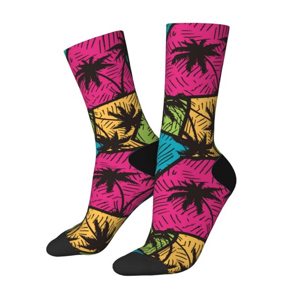 Fuzoiu Hawaii Palms Print Athletic Crew Socks for Men & Women,Casual Crew Socks,Above Ankle Crew Socks for Business, Casual