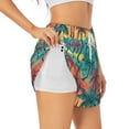 thumbnail image 1 of Fuzoiu Hawaii Palms Print Women's Athletic Shorts, Double-Layer Running Shorts with Pocket,Women's Workout Shorts for Yoga, Gym, and Workouts-Small, 1 of 7