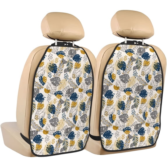 Fuzoiu Hawaiian Style Print 2 Pack Kick Mat Back Seat Protector With 3 Storage Pockets, Universal Car Seat Back Organizer For Kids Pets, Waterproof Backseat Protector For Most Car
