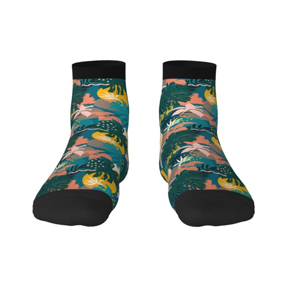 Fuzoiu Hawaiian Style Print Adult Socks, Crew Moisture-wicking Socks, Unisex Cushion Crew Socks,Casual Sports Ankle Socks