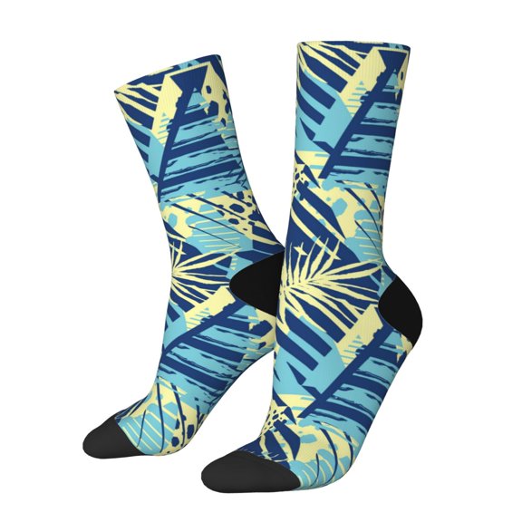 Fuzoiu Hawaiian Style Print Athletic Crew Socks for Men & Women,Casual Crew Socks,Above Ankle Crew Socks for Business, Casual