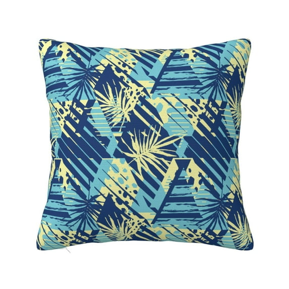 Fuzoiu Hawaiian Style Print Square Pillow Cover,Hidden Zipper Design,Luxury Square Pillow Case, Throw Pillow,Couch Cushion-18"x18"
