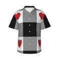thumbnail image 1 of Fuzoiu Heart Black Buffalo Plaid Gingham Print Hawaiian Shirt for Men, Summer Beach Casual Short Sleeve Button Down Shirts, Men’s Beach Summer Shirts with Pocket,Medium, 1 of 7