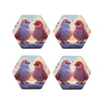 thumbnail image 1 of Fuzoiu Heart Sky Bird Couple Print Leather Coasters Set,Drink Coasters Set of 4,for Tabletop Protection, Durable PVC Coasters,Home Décor and Housewarming Gift-Hexagon, 1 of 6