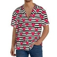thumbnail image 1 of Fuzoiu Hearts And Lines Print Men's Casual Short,Men's Short Sleeve Shirt,Mens Casual Button Down Shirts,Cuban Collar Summer Shirt for Beach, Vacation, and Outdoor Activities-Large, 1 of 5