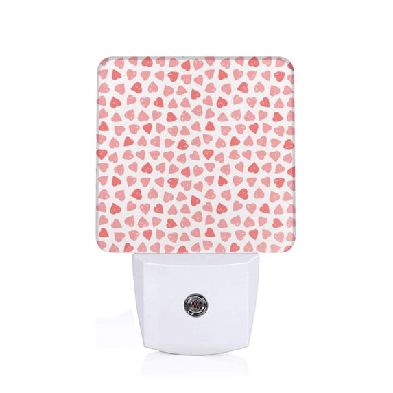 Fuzoiu Hearts Print Dusk to Dawn LED Night Light with Light Sensor, Energy-Efficient Touch-Safe Night Lamp for Home, Office, and Kids' Rooms-UK