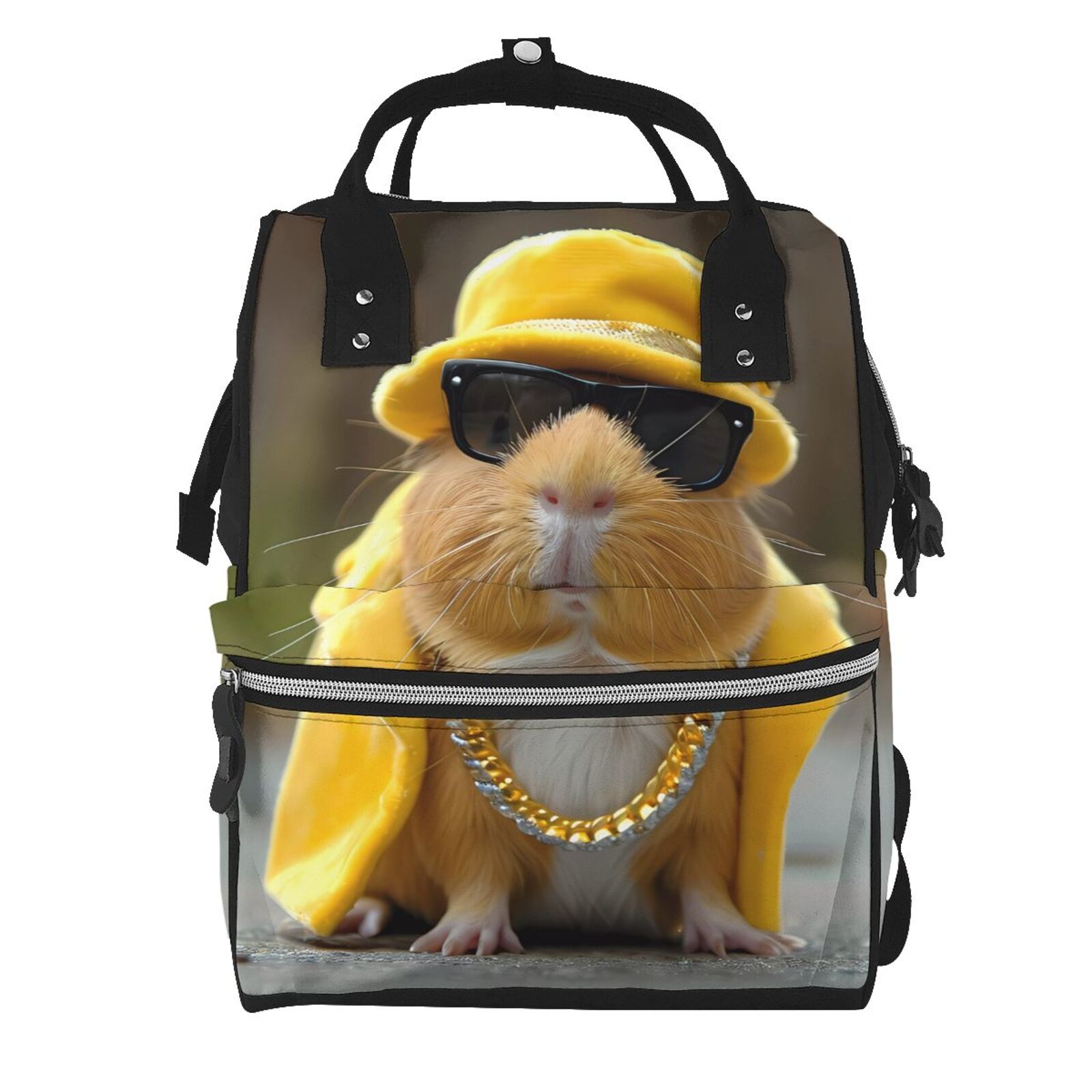 Fuzoiu Heavy Metal Style Guinea Pig Print Diaper Bag Backpack,Baby Essentials Travel Tote,Multi function Waterproof Diaper Bag, Travel Essentials Baby Bag - Unisex