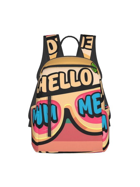Hello Summer Print Lightweight Daypack,Weekender Bag for Men and Women, Travel Backpack with Padded Straps for School, Travel & Work
