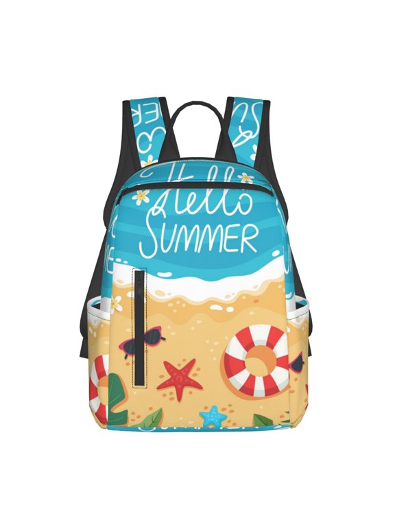 Hello Summer1 Print Lightweight Daypack,Weekender Bag for Men and Women, Travel Backpack with Padded Straps for School, Travel & Work