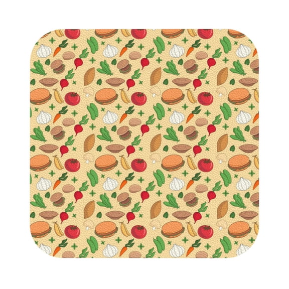 Fuzoiu Herb Of Burger Print Leather Coasters Set,Drink Coasters Set of 6,for Tabletop Protection, Durable PVC Coasters,Home Décor and Housewarming Gift,Square