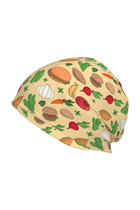 Herb Of Burger Print Winter Beanie Hat for Men & Women,Warm Knit Cap,Women Windproof Watch Hat,Knit Warm Unisex Beanie