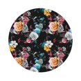 thumbnail image 1 of Fuzoiu Hibiscus Rose Print Leather Coasters Set,Drink Coasters Set of 6,for Tabletop Protection, Durable PVC Coasters,Home Décor and Housewarming Gift,Round Shape, 1 of 7