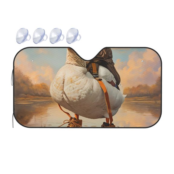 Fuzoiu Hiking Duck Print Car Windshield Sunshade,Foldable Reflective Sun Visor,Windshield Sun Shade,UV Rays Sun Visor Shade,Auto Front Sun Shield Shade-Small