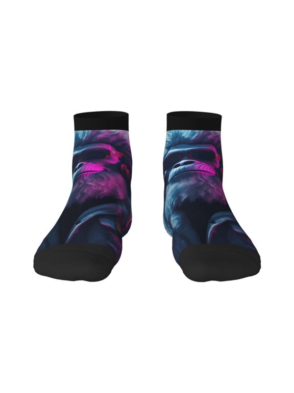 Hip-Hop Glasses Gorilla Print Adult Socks, Crew Moisture-wicking Socks, Unisex Cushion Crew Socks,Casual Sports Ankle Socks