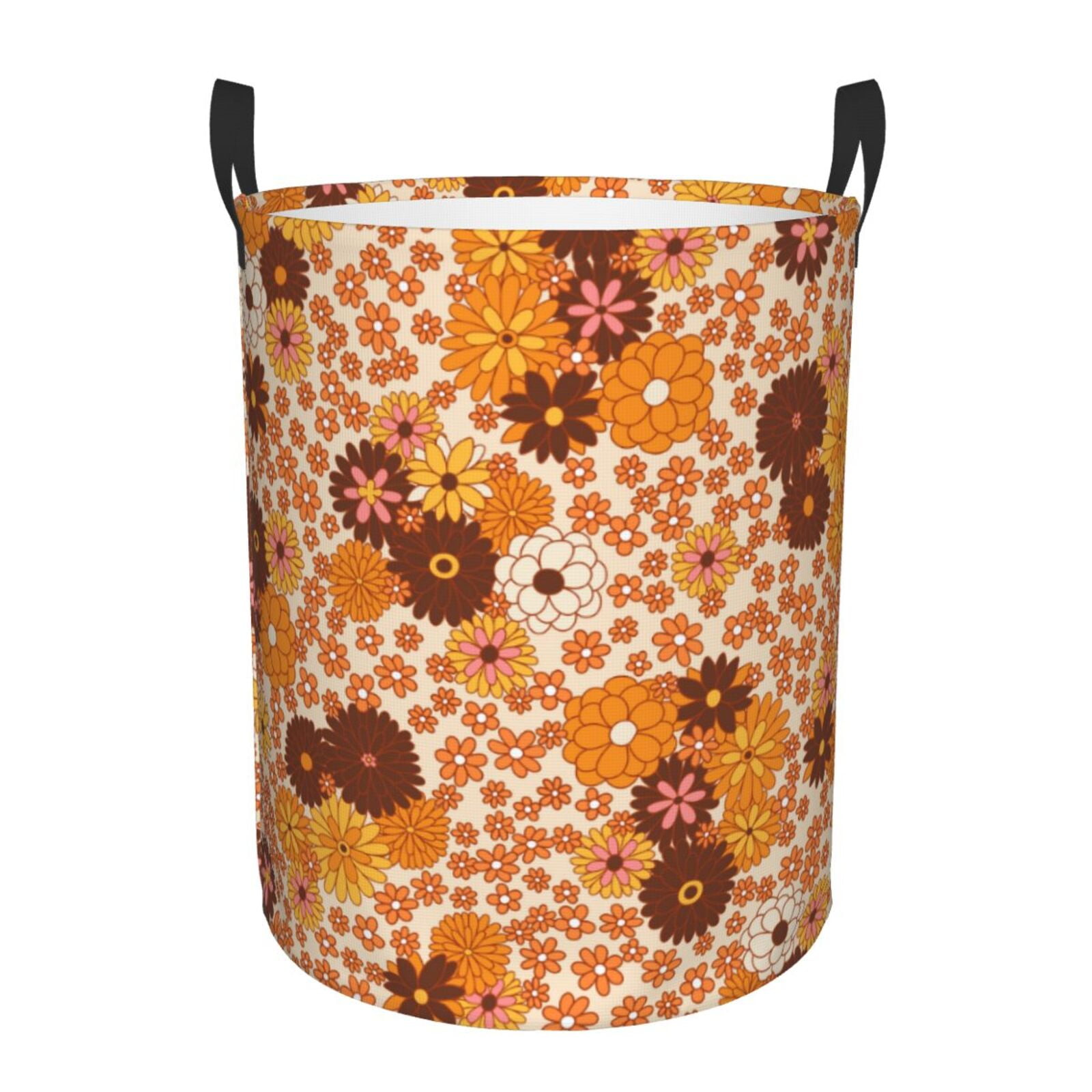 Quilted Laundry Basket with Hippie Peace Sign main image 1