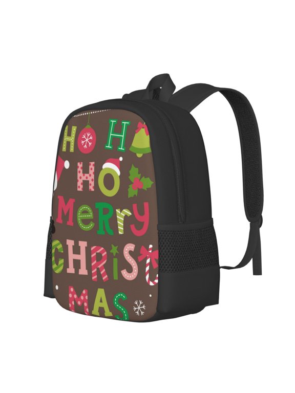 Ho Ho Ho Merry Christmas Print Large Capacity Backpack,Travel Backpack,Laptop Bag,College School Rucksack Bag,for School, Travel & Outdoor Activities