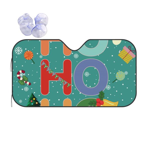 Fuzoiu Ho Ho Ho Print Car Windshield Sun Shade,Block Uv Rays Sunshade,Foldable Front Window Sun Visor Protector for Car,SUV,Truck-Keep Vehicle Cool-Ho Ho Ho