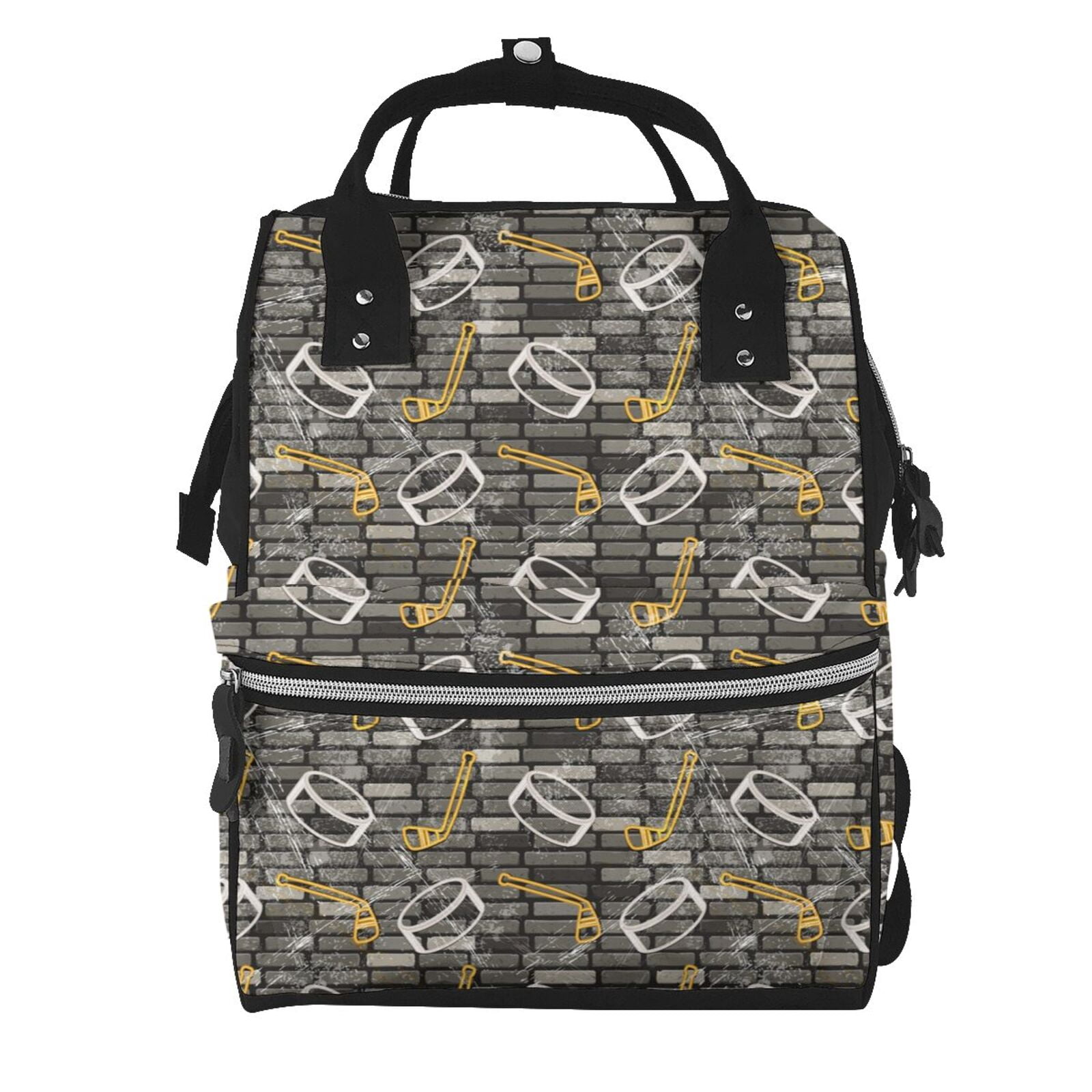 Fuzoiu Hockey1 Print Diaper Bag Backpack,Baby Essentials Travel Tote,Multi function Waterproof Diaper Bag, Travel Essentials Baby Bag - Unisex