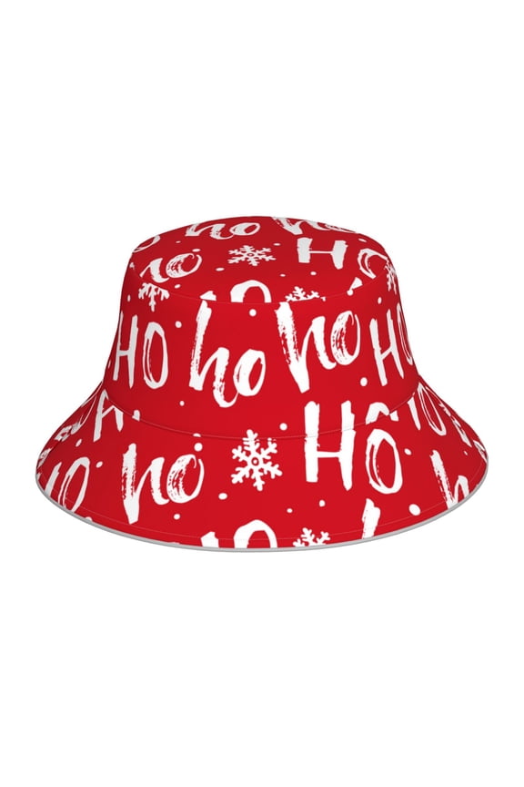 Hohoho Print Reflective Bucket Hat,Outdoor Hat for Men and Women,Bucket Hat for Travel Fishing Hunting Summer Camp