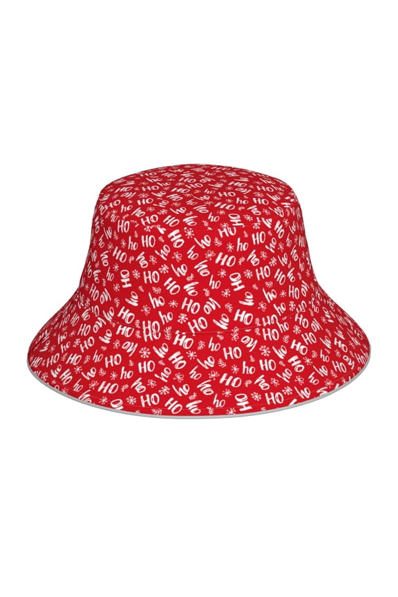 Hohoho Print Reflective Bucket Hat,Outdoor Hat for Men and Women,Bucket Hat for Travel Fishing Hunting Summer Camp