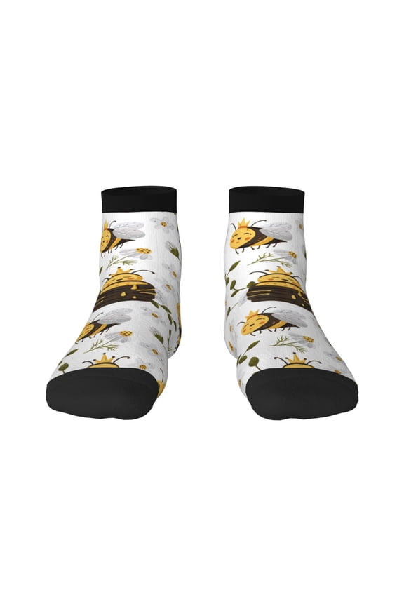 Honey Bee Insect Print Adult Socks, Crew Moisture-wicking Socks, Unisex Cushion Crew Socks,Casual Sports Ankle Socks