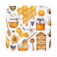 thumbnail image 1 of Fuzoiu Honey Bee Set Print Leather Coasters Set,Drink Coasters Set of 6,for Tabletop Protection, Durable PVC Coasters,Home Décor and Housewarming Gift,Square, 1 of 7