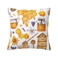 thumbnail image 1 of Fuzoiu Honey Bee Set Print Square Pillow Cover,Hidden Zipper Design,Luxury Square Pillow Case, Throw Pillow,Couch Cushion-22"x22", 1 of 7