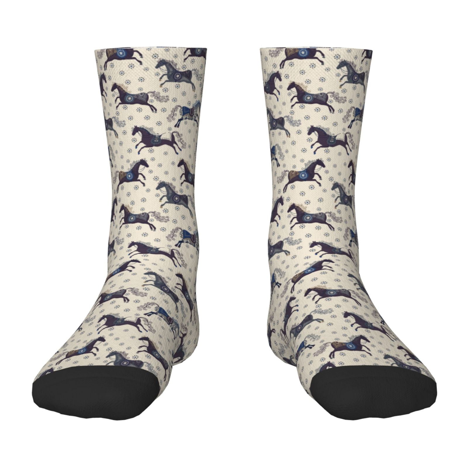 Fuzoiu Horse Print Kids Socks For Boys Girls,Grip Crew Socks with Non ...