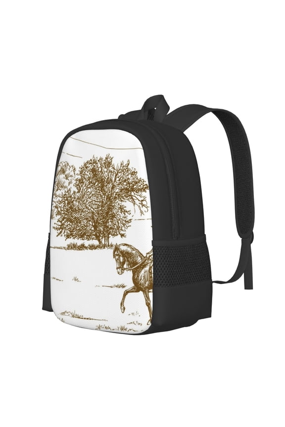 Horse Rider In Field Print Large Capacity Backpack,Travel Backpack,Laptop Bag,College School Rucksack Bag,for School, Travel & Outdoor Activities