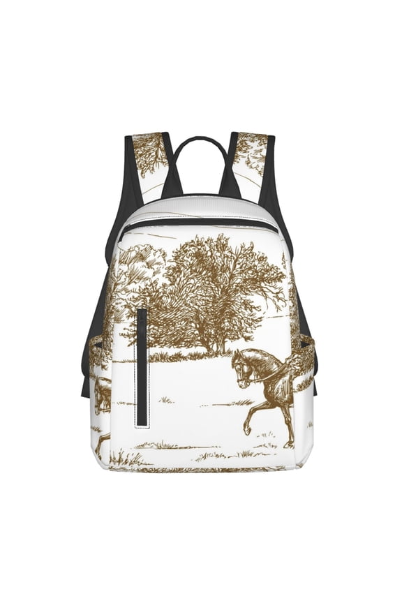 Horse Rider In Field Print Lightweight Daypack,Weekender Bag for Men and Women, Travel Backpack with Padded Straps for School, Travel & Work