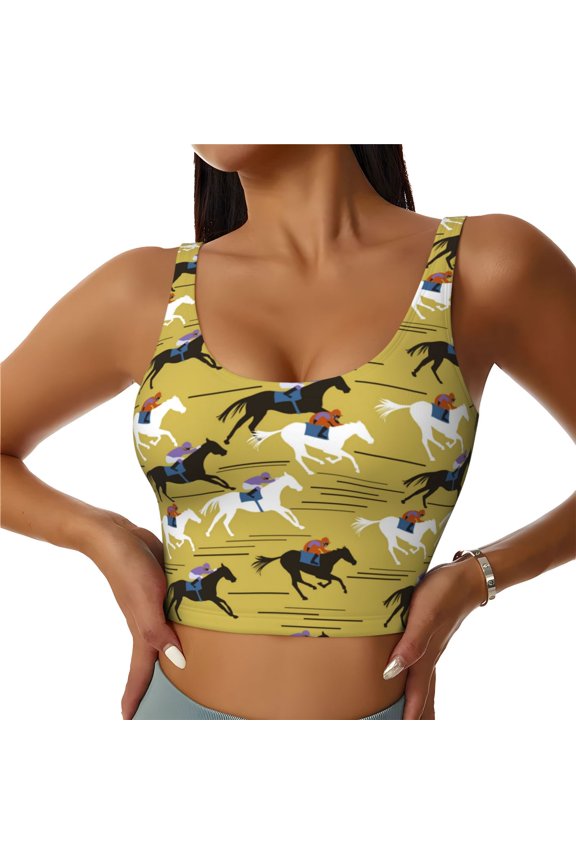 Horsemen In Horseraces Print Women's Sports Vest,U-Back Sports Tank,Gym Vests,Athletic Sleeveless Shirts,Exercise Undershirts,Yoga, Gym, and Dance Wear-Small