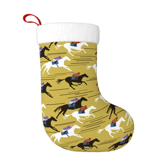 Fuzoiu Horsemen In Horseraces Print Christmas Stockings, Party Supplies & Kids Gifts,Big Xmas Stockings Decoration for Family Decorations Hanging Ornament for Xmas Holiday Party