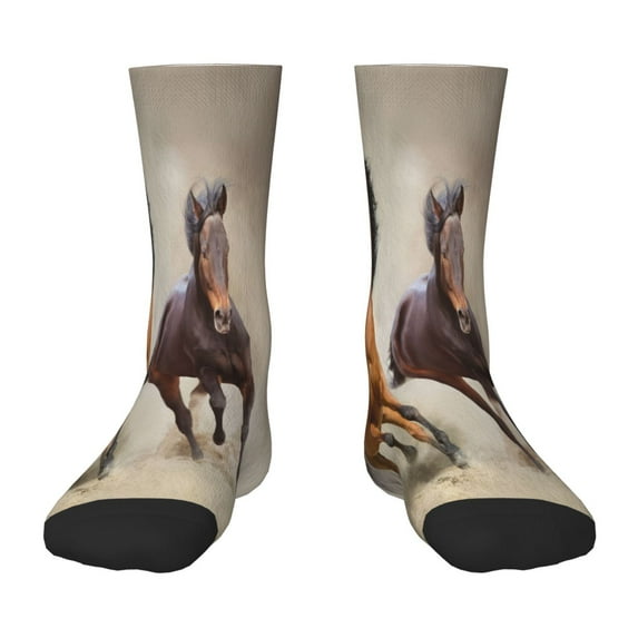 Fuzoiu Horses free run on desert Print Kids Socks For Boys Girls,Grip Crew Socks with Non Slip,Lightweight Stretch Crew Socks,Toddlers Crew Boot Socks