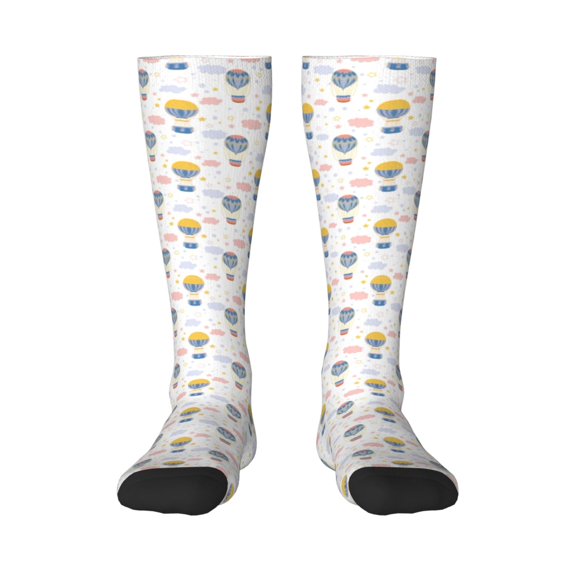 Fuzoiu Hot Air Balloon Print Adult Stockings,Crew Socks,Unisex Fashion Socks, Casual Sports Socks,Comfortable Crew Socks for Everyday Wear and Sports