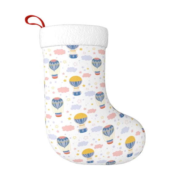 Fuzoiu Hot Air Balloon Print Christmas Stockings, Party Supplies & Kids Gifts,Big Xmas Stockings Decoration for Family Decorations Hanging Ornament for Xmas Holiday Party